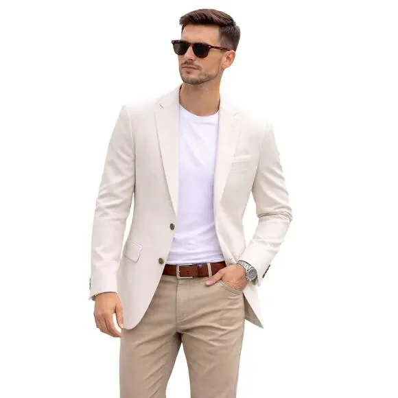 Express Extra Slim Cream Pinstripe Blazer Men’s 36S - Picture 1 of 8